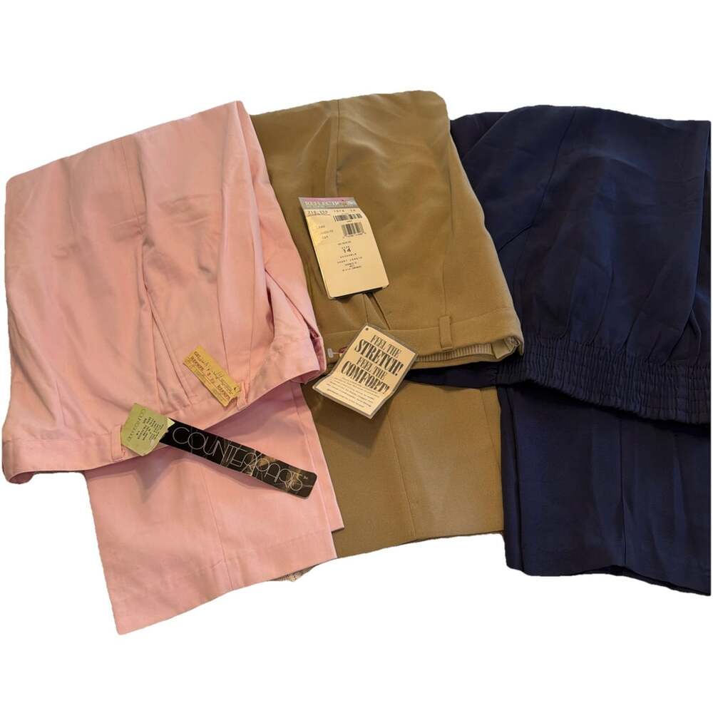 3 Pairs of Vintage Highwaisted Pleated Wide-Leg Pants All 14’s/W30”